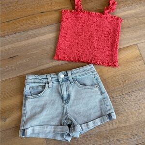 Art Class Red Top and Denim Shorts Set